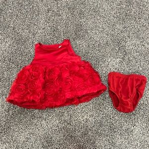 Cat and jack red newborn Christmas dress with bloomers ruffle nb